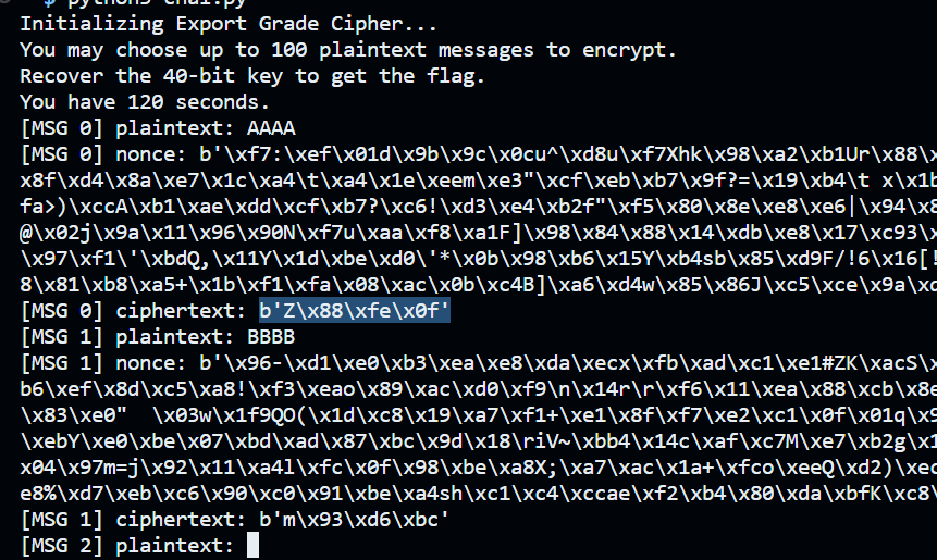 Image of plaintext "AAAA" mapping to ciphertext with 4 different bytes