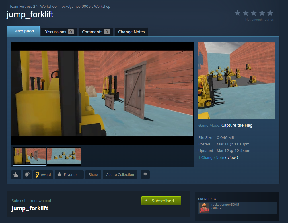 Screenshot of Steam workshop map of jump_forklift