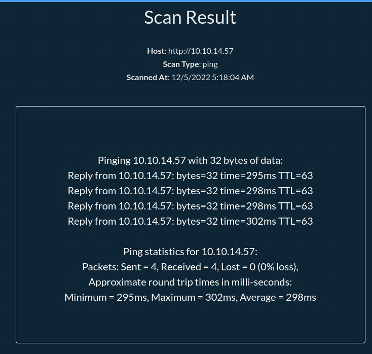 A screenshot of the Scan Results that we runned through the utility