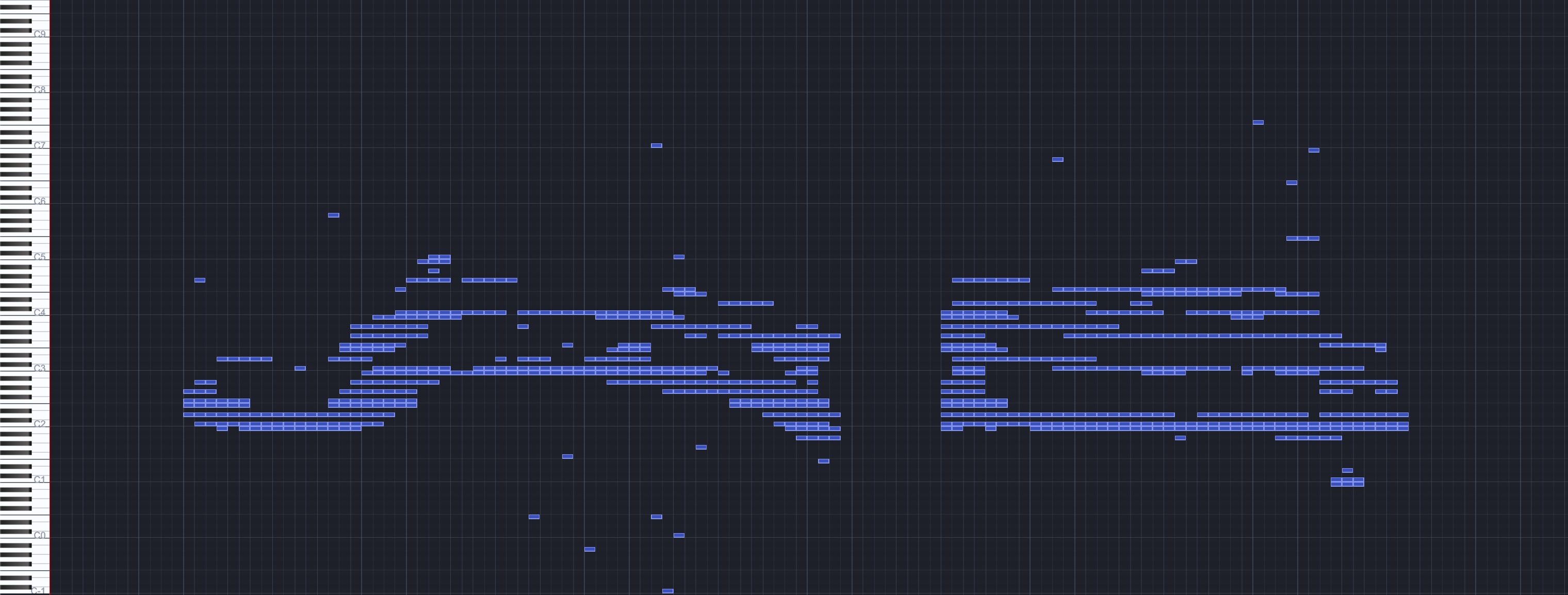Piano roll view of the reconstructed MIDI